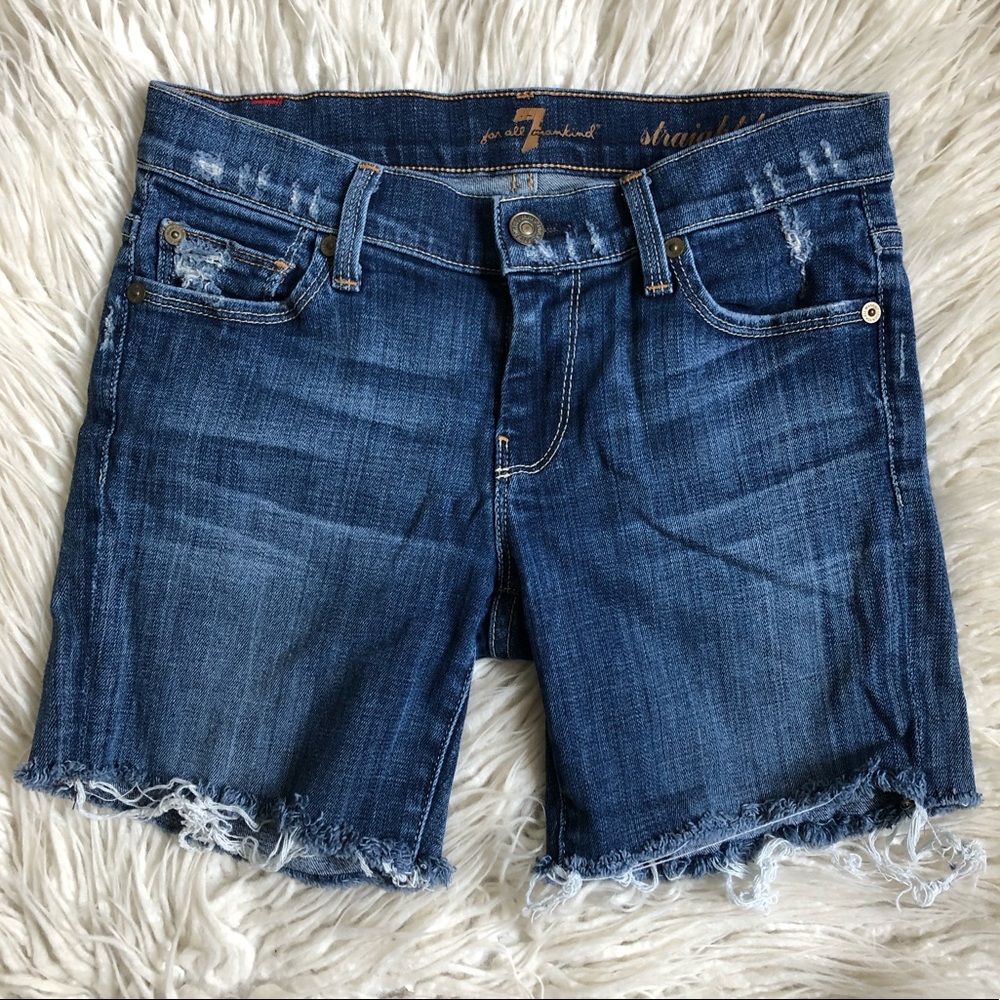 7 For all Mankind Straight Leg Cut Off Jean Shorts